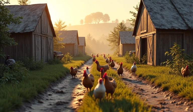 Captura de pantalla de un entorno de pista único, como una granja abandonada.