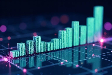 Gráfico de barras ascendente con elementos de análisis de datos, representando cookies de rendimiento.