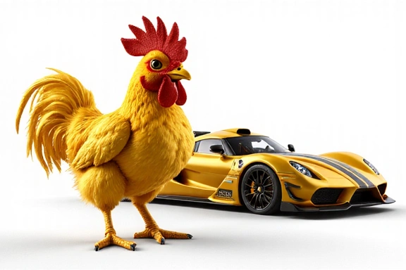 Ilustración de un pollo de carreras dorado exclusivo para pre-orden
