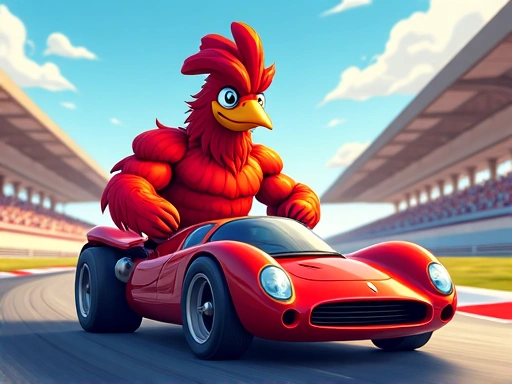 Gallina Velocista de Plumas Rojas