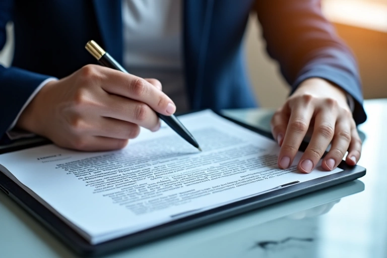 A person reading a legal document with a magnifying glass, symbolizing terms and conditions review.