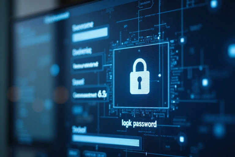 A user login interface on a screen, with a secure padlock icon, symbolizing account security.